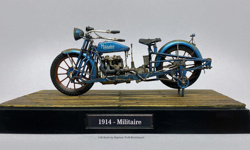  1/16th scale of by 1914 – Militaire motorcycle by Raphael Truffi Bortholuzzi