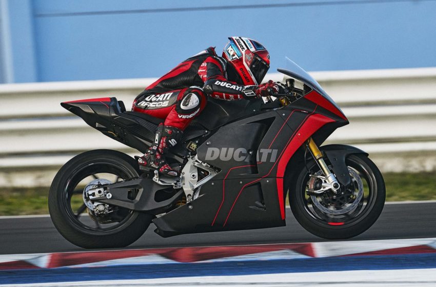  Ducati MotoE bike takes to the track for the first time on the Misano circuit