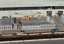 Tesla Cybertruck Castings Stacked High at Gigafactory Texas Cybertruck castings at Gigafactory Texas