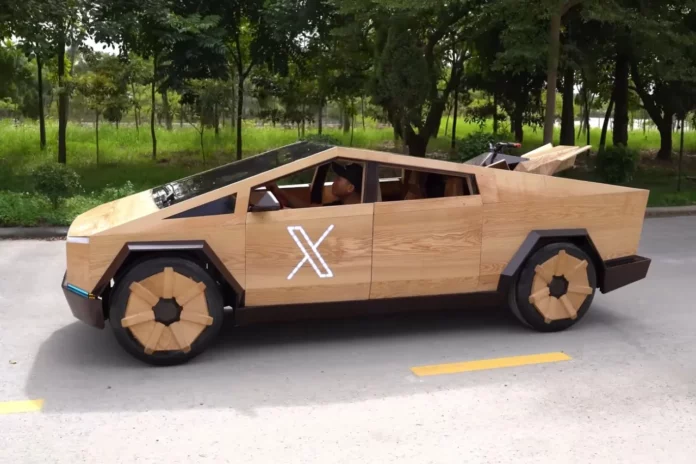 ND Woodworking Art Builds Functional Wooden Tesla Cybertruck